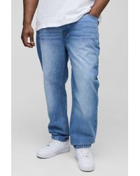 BoohooMAN - Light Blue Plus Relaxed Rigid Jeans - Lyst