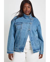 Boohoo - Plus Funnel Neck Denim Jacket - Lyst