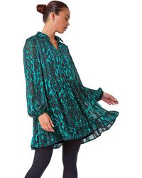 Roman - Petite Animal Print Frill Hem Dress - Lyst
