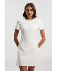 Karen Millen - Petite Compact Stretch Essential Waist Tab Detail Tailored Mini Dress - Lyst