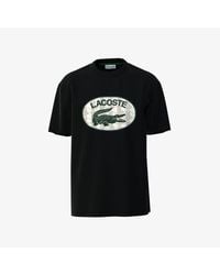 Lacoste - Regular Fit T-shirt Met Monogram Print In Zwart - Lyst