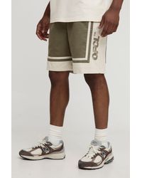 BoohooMAN - Elasticated Waist Relaxed Colour Block Twill Shorts - Lyst