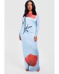 Boohoo - Plus Floral Mesh Low Back Maxi Dress - Lyst