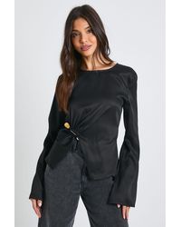 Boohoo - Flare Sleeve Trim Detail Blouse - Lyst
