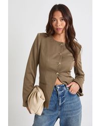 Boohoo - Trim Collarless Tailored Blazer - Lyst