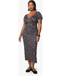 Boohoo - Plus Blurred Polka Dot Puff Sleeve Midaxi Dress - Lyst