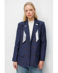MixRay - Linen Blazer Jacket With Scarf Detail - Lyst