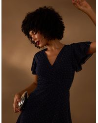 Blue Vanilla - Rhinestone Diamante Wrap Dress - Lyst