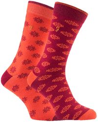 Farah - 2 Pairs Retro Cotton Rich Luxury Formal Dress Socks With Funky Patterns - Lyst