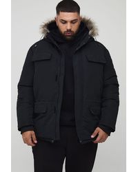 BoohooMAN - Plus Faux Fur Hooded Arctic Parka Jacket - Lyst