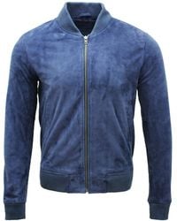 Infinity Leather - Varsity Soft Suede Bomber Jacket - Lyst
