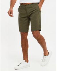 Threadbare - 'Conta' Cotton Turn-Up Chino Shorts With Woven Belt - Lyst