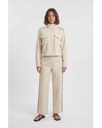 Karen Millen - Tailored Military Cotton Striped Jacket - Lyst