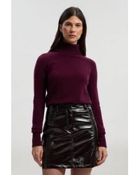 Karen Millen - High Shine Faux Leather Mini Skirt - Lyst