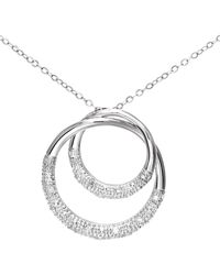 DIAMANT L'ÉTERNEL - 9 Ct Witgouden 0,10 Ct Diamanten Pave Set Met Dubbele Ringhanger En 18 Inch Ketting - Lyst
