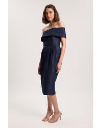 Karen Millen - Textured Tailored Twill Bandeau Midi Dress - Lyst