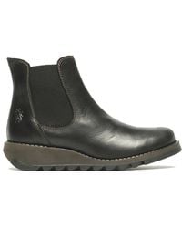 Fly London - Salv Chelsea Leather Ankle Casual Wedge Heel Boots - Lyst