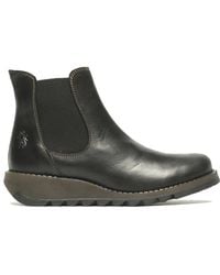 Fly London - Salv Chelsea Leather Ankle Casual Wedge Heel Boots - Lyst