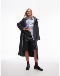 TOPSHOP - Faux Leather Awkward Length Short - Lyst