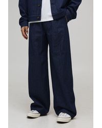 BoohooMAN - Baggy Fit Pinstripe Twill Trouser - Lyst