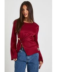 Boohoo - Flare Sleeve Trim Detail Blouse - Lyst