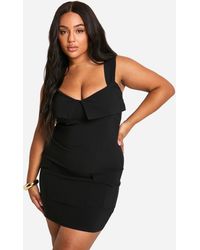 Boohoo - Plus Bengaline Fold Detail Utility Bodycon Dress - Lyst