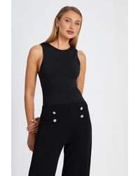 Quiz - Diamante Trim Bodysuit - Lyst
