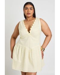 Boohoo - Plus Broderie Scallopped Neck Corset Skater Dress - Lyst
