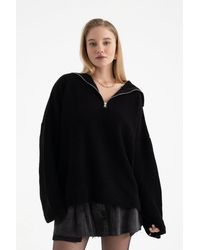 Hiccup - V Neck Zippered Sweater - Lyst