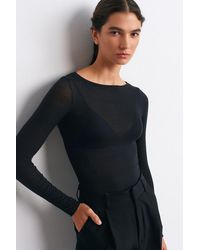 Dilvin - Slim Fit Boat Neck Long Sleeve Knit Blouse - Lyst