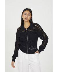 Brave Soul - Crochet Knit Zip Through Cardigan - Lyst