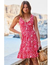 Sosandar - Spot Print Ruffle Hem Fit & Flare Jersey Dress - Lyst