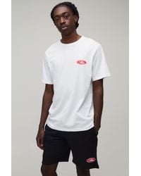 BoohooMAN - Regular Fit Script Print T-Shirt & Short Set - Lyst