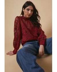 Oasis - Paisley Lace High Neck Top - Lyst