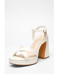 Quiz - Crocodile Cross Strap Platform Heeled Sandal - Lyst