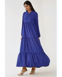 Hiccup - Textured Long Sleeve Crew Neck Maxi Dress - Lyst