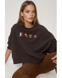 Hiccup - Embroidered Crew Neck Cottoned Raised Sweatshirt - Lyst