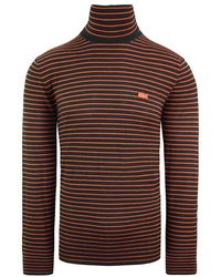 Lacoste - Gestreepte Golf Zwarte Trui - Lyst