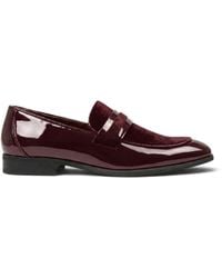 Infinity Leather - Slip-On Fuax Velvet Detailed Patent Loafers - Lyst