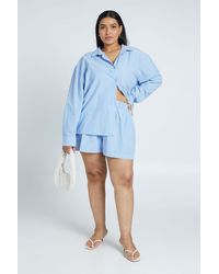 Boohoo - Plus Tie Back Detail Oversized Shirt And Short Co Ord - Lyst
