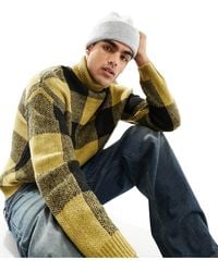 ASOS - Fluffy Knit Check Roll Neck Jumper - Lyst