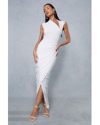 MissPap - Mesh Ruched Cut Out Detail Wrap Midaxi Dress - Lyst