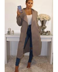 Femme Luxe - Waterfall Duster Belted Long Coat - Lyst