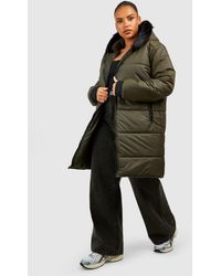 Boohoo - Plus Faux Fur Trim Parka - Lyst