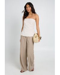Boohoo - Linen Look Longline Bandeau Top - Lyst