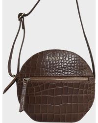 Assots London - 'jane' Dark Tan Croc Leather Round Designer Crossbody Bag - Lyst
