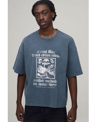 BoohooMAN - Oversized Waffle Gothic Print Short Sleeve T-Shirt - Lyst