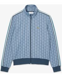 Lacoste - Paris Zip-up Jacquard Track Jacket In Blauw - Lyst