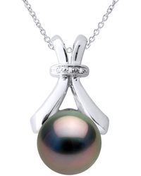 Ateliers Saint Germain - Necklace Jewelry Diamond 0.01Cts And Real Cultured Tahiti Pearl Round 7-8 Mm - Lyst