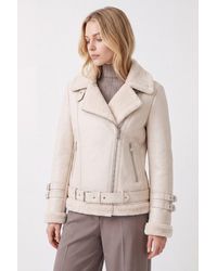 Elle - Ines Faux-Shearling Biker Jacket - Lyst